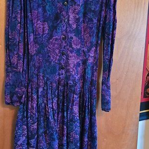 Moonglow Purple Floral Vintage Dress - image 1